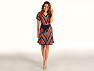 Jessica Simpson - Dolman Sleeve Dress w/Chevron Skirt (Pureed Pumpkin Multi) - Apparel