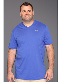 Lacoste Tall S S Jersey V Neck T Shirt (Obscure Blue) Apparel