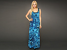 Calvin Klein - S/L Print Maxi Dress (Cobalt/White Multi) - Apparel