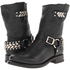 Frye Jenna Braid Stud Short (Black Tumbled Full Grain) Footwear