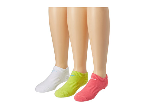 Nike Kids - Lightweight Cotton Cushion Moisture Management No Show 3-Pair Pack (Toddler/Little Kid/Big Kid) (Dynamic Pink/White/White/Gamma Blue/Cyber/Gamma Blu