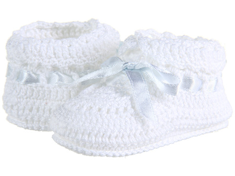 Jefferies Socks - Hand Crochet Bootie (Infant) (White/Blue) Girls Shoes