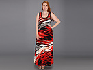 Calvin Klein - Plus Size Sunset Stripe Bias Cut Maxi Dress (Tango/Capri Multi) - Apparel