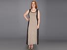 Calvin Klein - Plus Size Stripe Maxi Dress (Black/Heather Latte) - Apparel