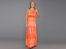 Lucky Brand - Zebra Halter Maxi Dress (Mandarin Orange Multi) - Apparel