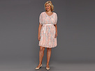 Jessica Simpson - Plus Size V Neck Gathered Drape Dress (Apricot Wash) - Apparel