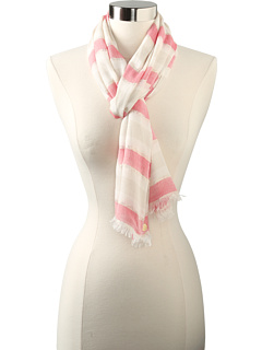 Calvin Klein Bold Stripe Scarf With Lurex (Coral) Accessories