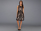 Jessica Howard - Shirred Neck Lace Party Dress (Black/Tan) - Apparel