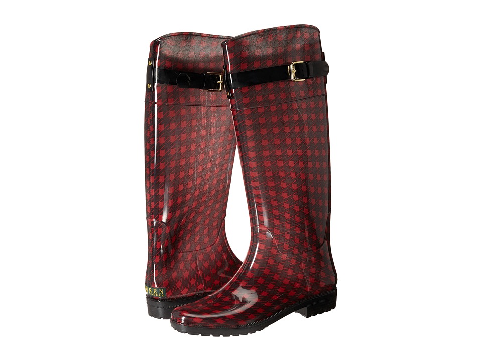 ralph lauren black and red rain boots