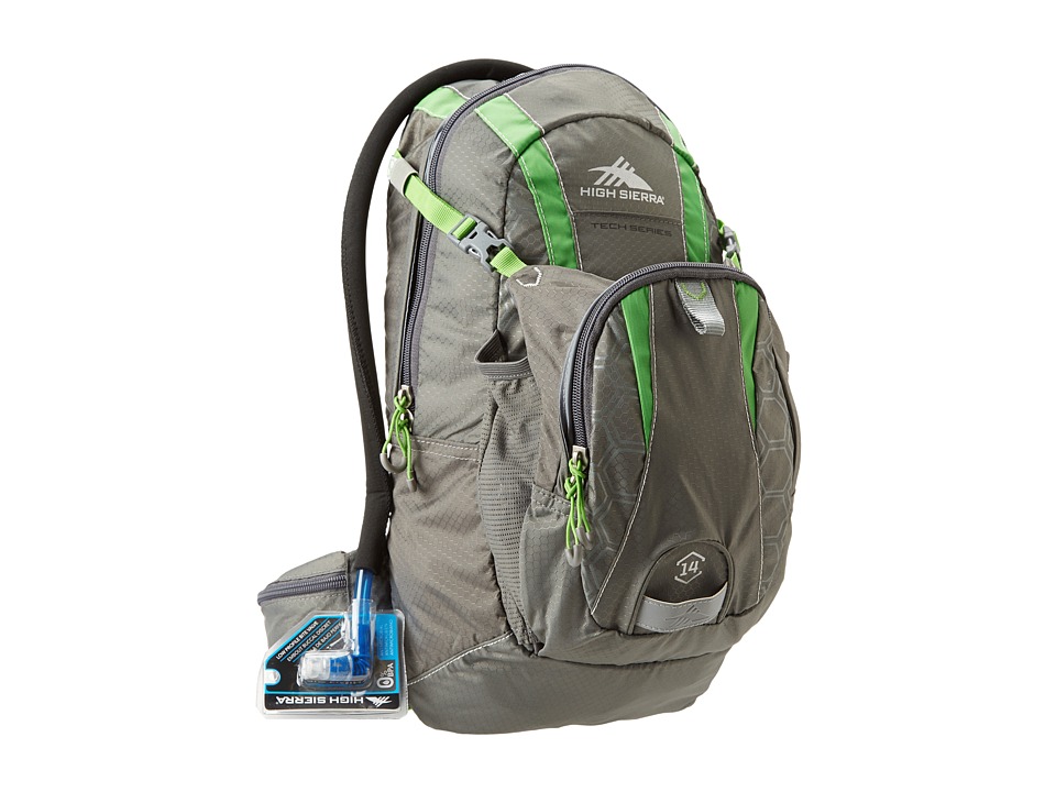 High Sierra - Wahoo 14L Hydration Pack (Charcoal/Kelly) Backpack Bags