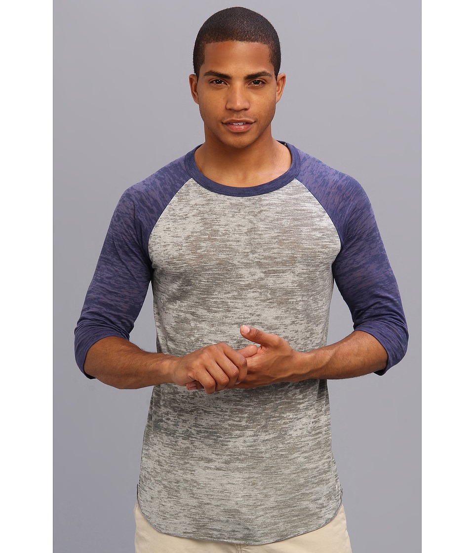 Alternative Big League Burnout Baseball Tee (Grey Heather/Navy) Men