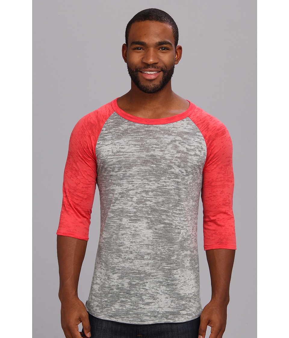 Alternative Big League Burnout Baseball Tee (Grey Heather/Red) Men