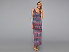 Anne Klein - Ikat Stripe Maxi Dress (Navy/Coral Multi) - Apparel