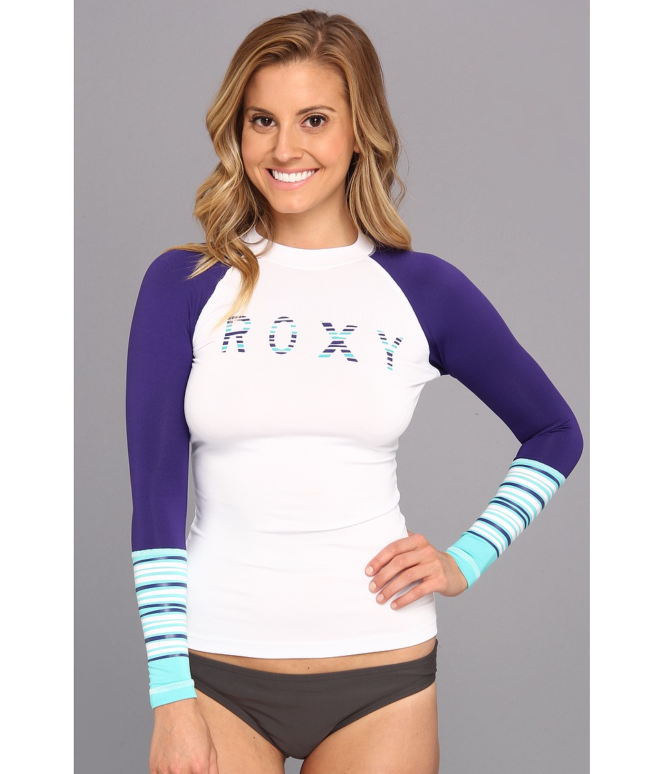 UPC 887973310486 product image for Roxy Perfect Stripe L/S Surf Shirt (White/Deep Blue) Women's Swimwear | upcitemdb.com
