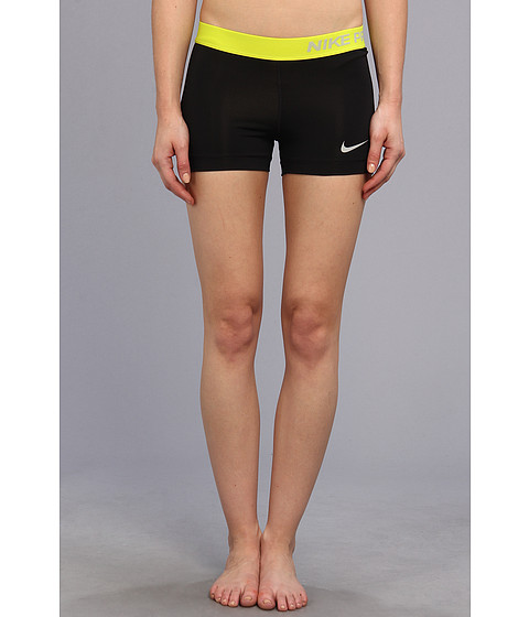 UPC 091203000225 product image for Nike Pro Three-Inch Short (Black/Venom Green/Base Grey) Women's Shorts | upcitemdb.com