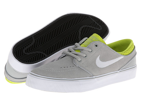 Nike SB Kids Stefan Janoski (Big Kid) (Base Grey/Venom Green/White) Boys Shoes
