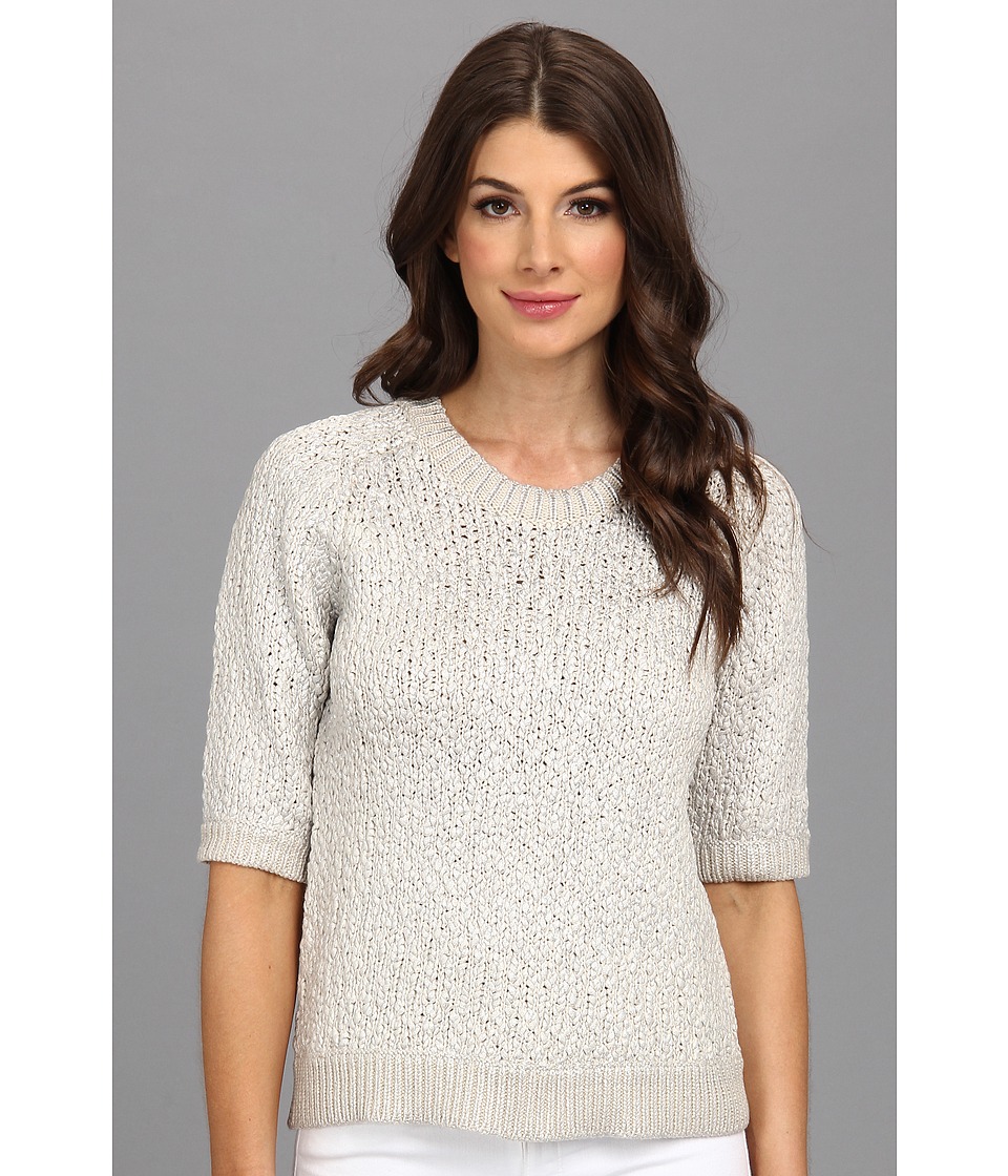 Rebecca Taylor - S/S Foil Print Sweater (Dove/Silver) Women