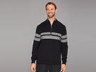 Nautica Big & Tall - Big Tall Heathered Stripe 1/2 Zip Sweater (Classic Navy) - Apparel