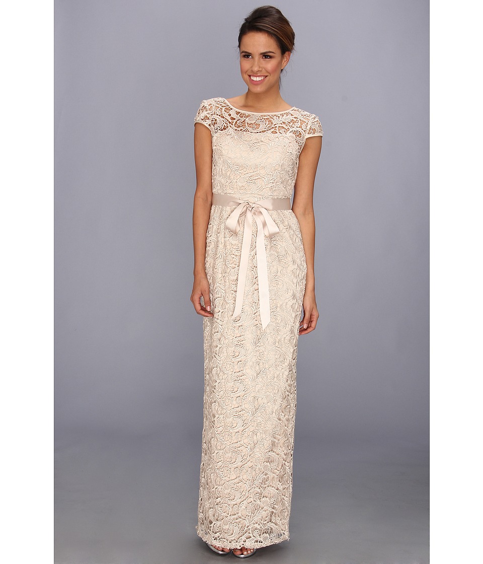 adrianna papell lace illusion gown