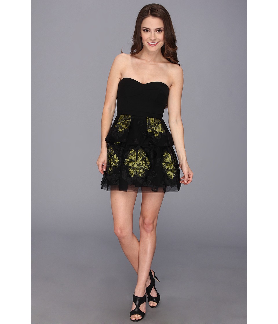 BCBGMAXAZRIA Petite Tia Embroidered Peplum Dress (Black Combo) Women