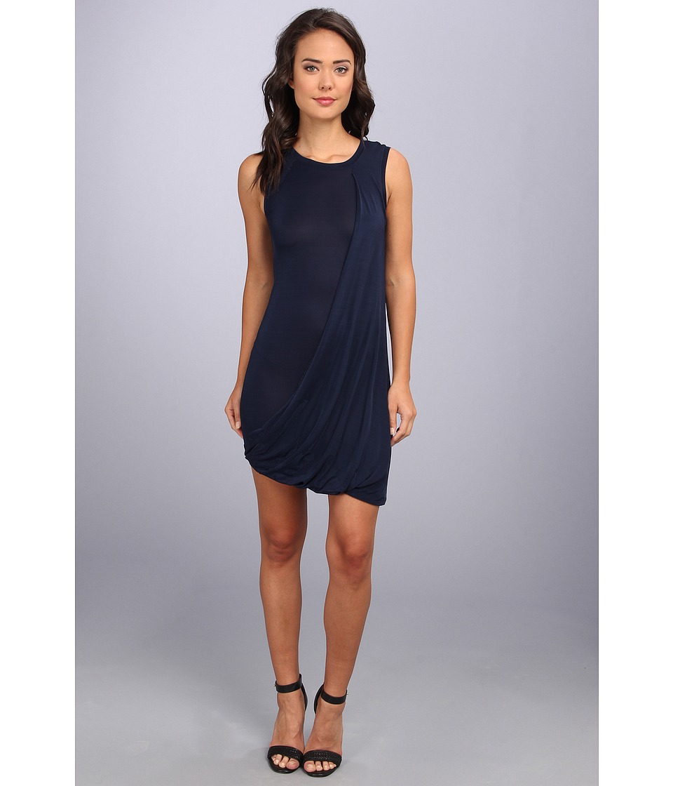 BCBGMAXAZRIA Evie Draped Side Bubble Skirt Dress (Dark Ink) Women