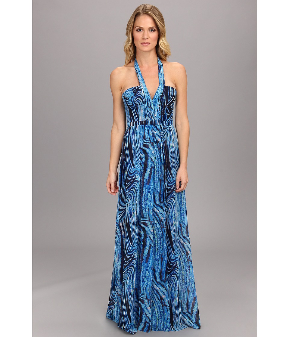 BCBGMAXAZRIA Starr Printed Gown (Royal Blue Multi) Women