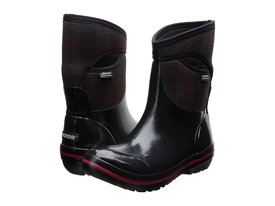 Bogs Plimsoll Prince of Wales Mid (Black) Women