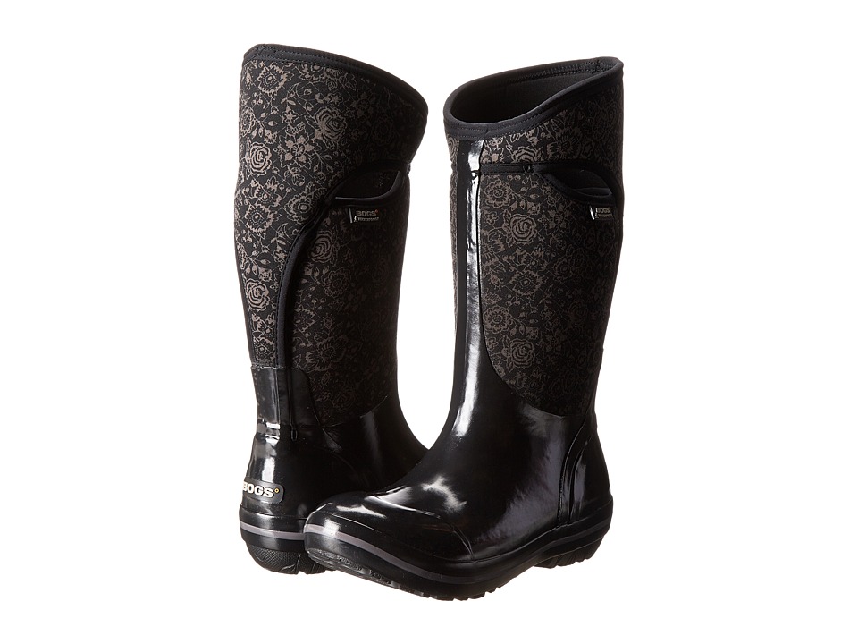 Bogs Plimsoll Quilted Floral Tall (Black) Women