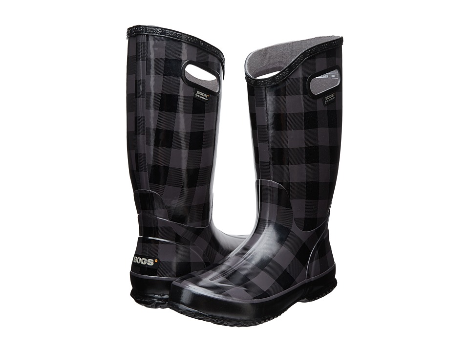 Bogs - Rainboot Buffalo Plaid (Black/Gray) Women