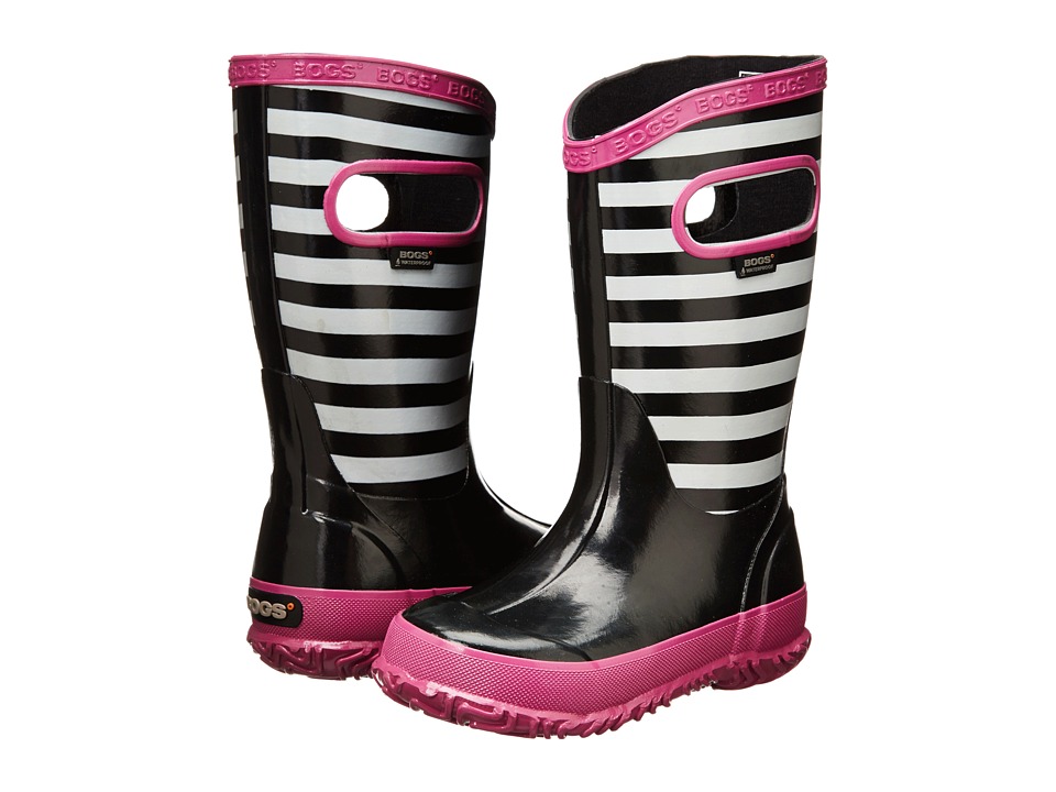 Bogs Kids - Rainboot Stripe (Toddler/Little Kid/Big Kid) (Black Multi) Girls Shoes