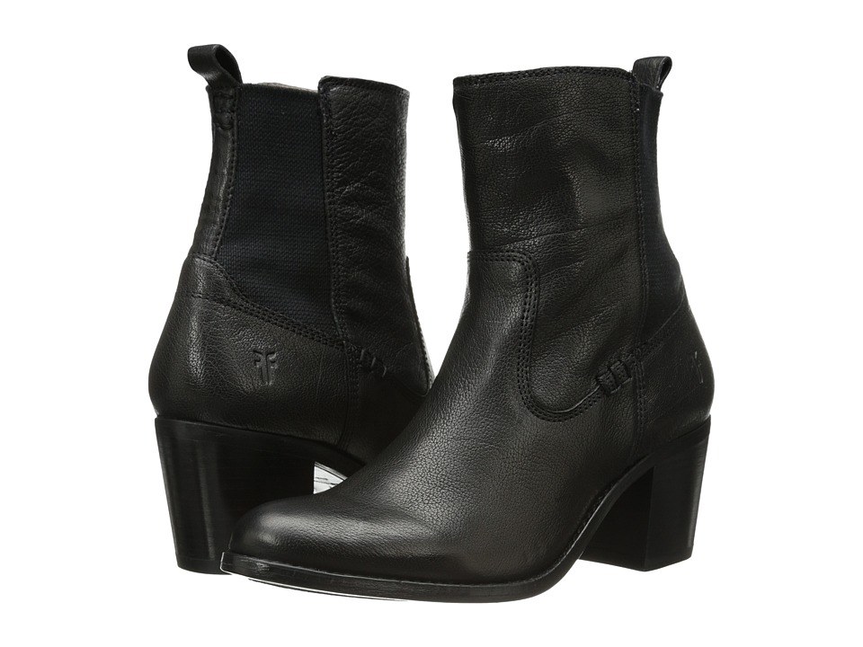 Frye - Janis Gore Short (Black Buffalo Leather) Cowboy Boots