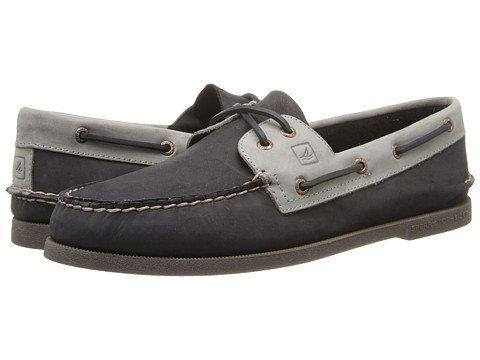 black and grey sperrys