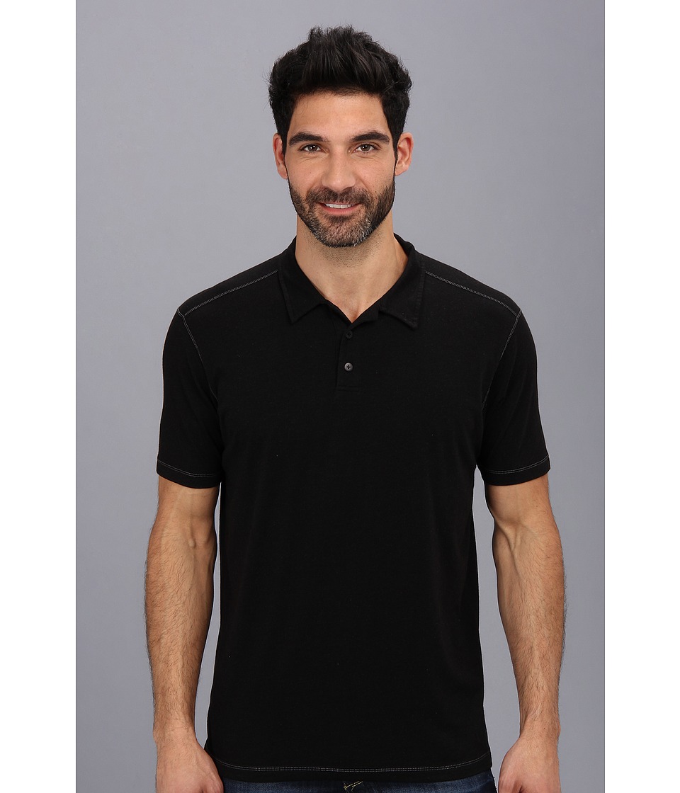 Agave Denim - S/S Polo Streaky Jersey (Anthracite) Men's Short Sleeve Pullover