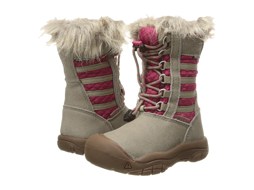 Keen Kids - Wapato WP (Toddler/Litlte Kid) (Brindle/Cerise) Girls Shoes