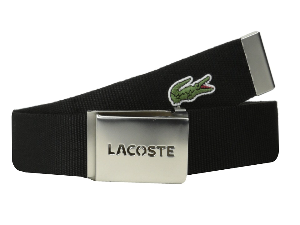 UPC 886619636232 product image for Lacoste SPW L.12.12 Textile Croc Belt (Black) Men's Belts | upcitemdb.com