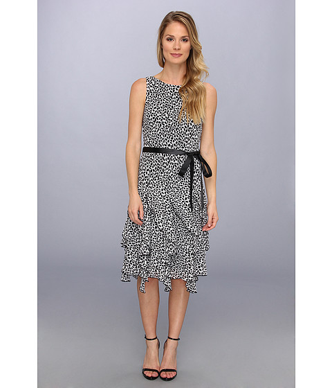 UPC 689886176513 product image for Jessica Howard Belted Dress w/ Corkscrew Skirt (White/Black) Women's Dress | upcitemdb.com