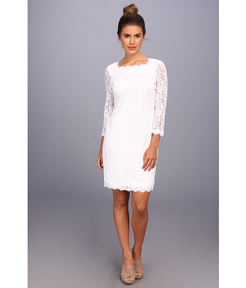 3 4 Sleeve White Lace Dress