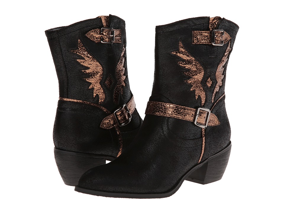 Roper Metallic Wing Ankle Boot (Black) Cowboy Boots