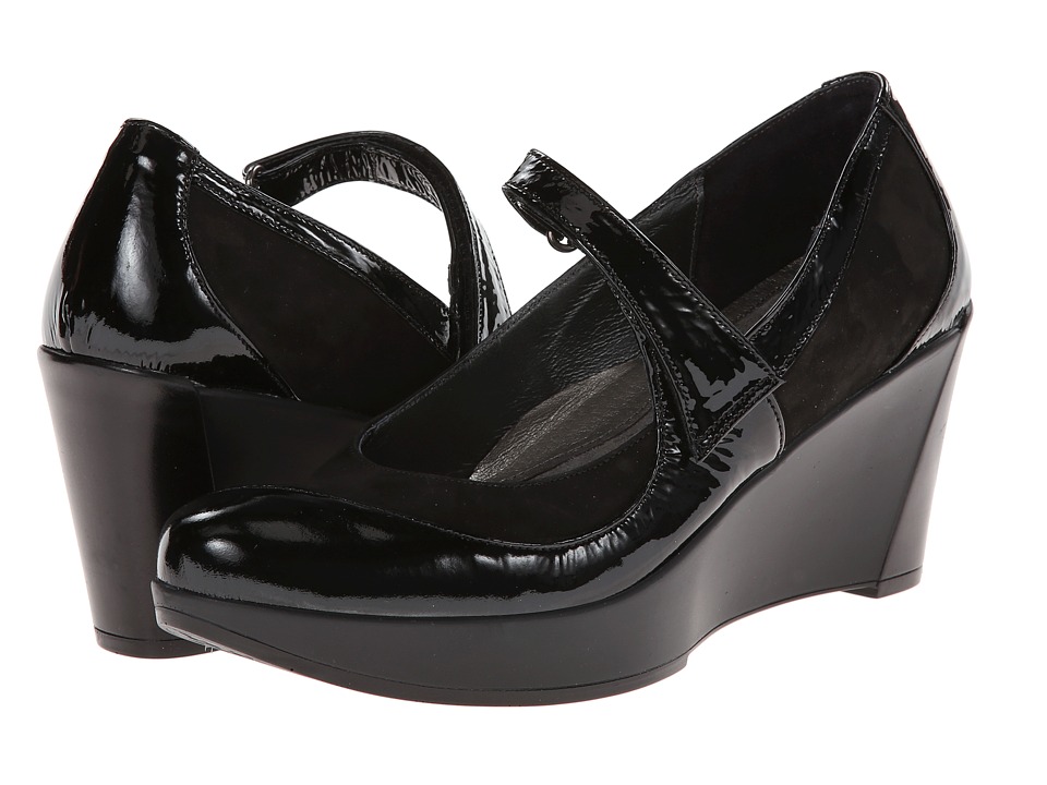 Naot Footwear Isabella (Black Crinkle Patent Leather/Black Velvet Nubuck) Women