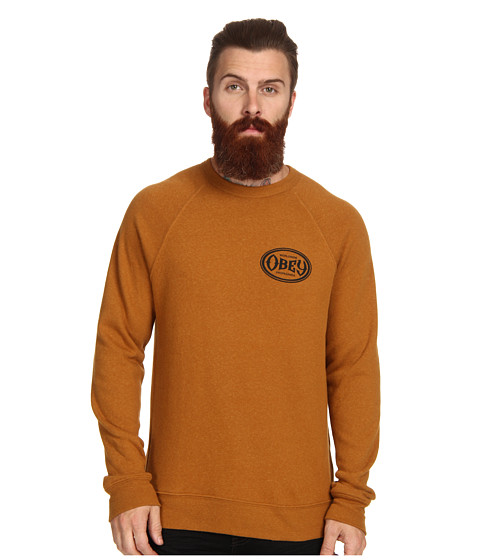 Obey Olympus Heather Tri Blend Crew Neck (Cathay Spice) Men's Long Sleeve Pullover