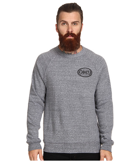 Obey Olympus Heather Tri Blend Crew Neck (Heather Grey) Men's Long Sleeve Pullover