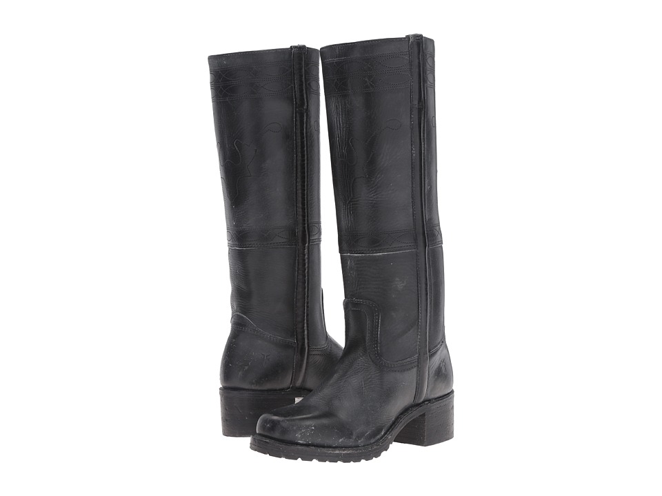 Frye Campus Stitching Horse (Black Montana Stone Wash) Cowboy Boots