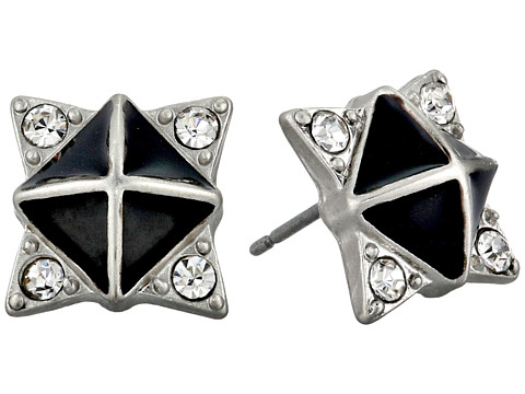 UPC 024576000042 product image for Sam Edelman Interstate Enamel Pave Stud Earrings (Black/Rhodium) Earring | upcitemdb.com