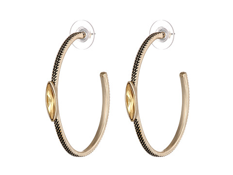 UPC 024576999476 product image for Sam Edelman Girl's Club Stone Center Hoop Earrings (Light Topaz/Gold) Earring | upcitemdb.com