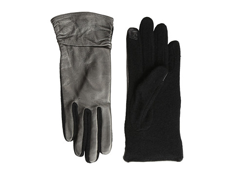UPC 637318139988 product image for Echo Design Echo Touch Ruched Leather Mix Glove (Metallic Gunmetal) Dress Gloves | upcitemdb.com