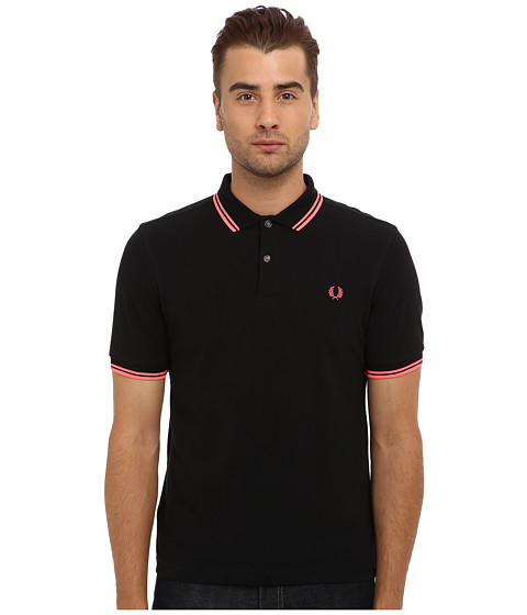 EAN 5034603972476 product image for Fred Perry Soho Neon Tipped Polo (Soho Black / Neon Pink) Men's Short Sleeve Pul | upcitemdb.com