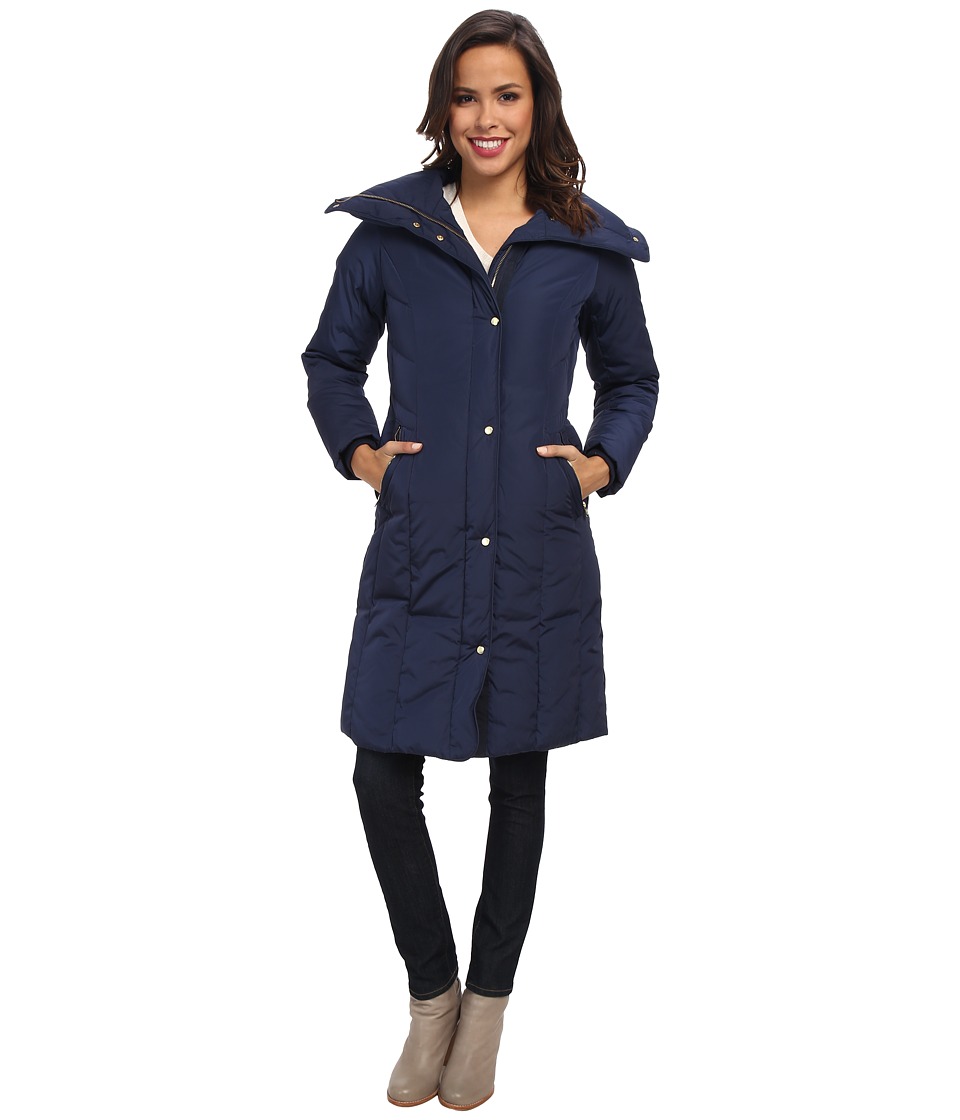 Cole Haan - Taffeta Down Single Breasted w/ Oversized Collar (Rainstorm) Women