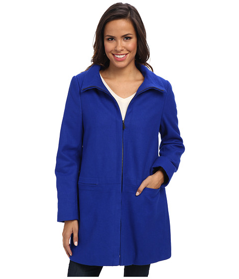 UPC 763656354223 product image for Larry Levine Zip Front Wool Coat (Cobalt/Cobalt/Academy) Women's Coat | upcitemdb.com