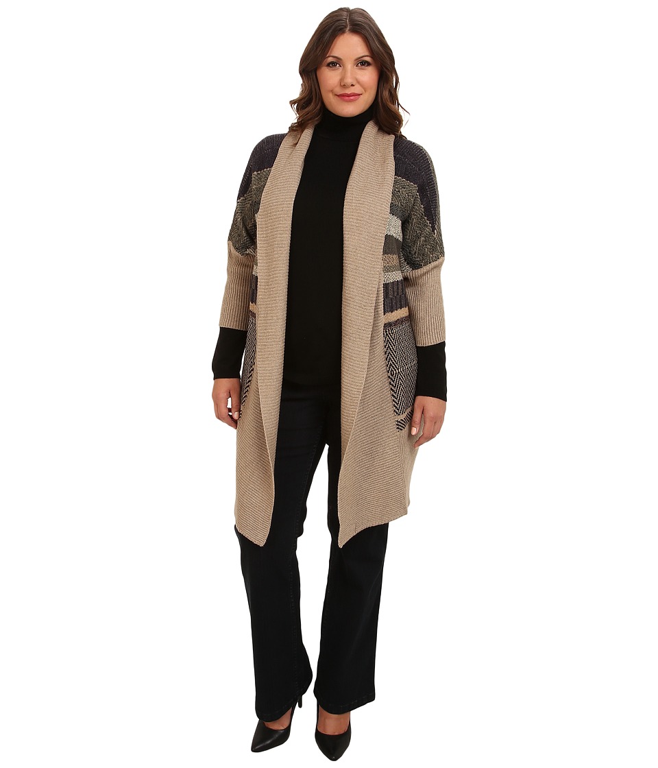 NIC+ZOE - Plus Size Stripe Cozy Cardy (Multi) Women