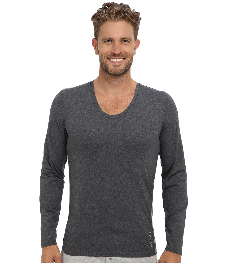 Calvin Klein Underwear - ck Ease L/S Curve Neck M9681 (Charcoal Heather) Men